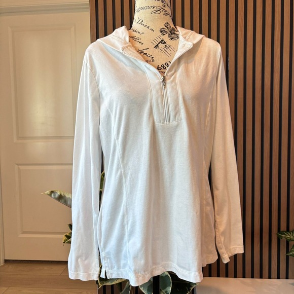 Danskin Now White Pullover Hoodie Top Activewear Athleisure Womens Large - Picture 1 of 7